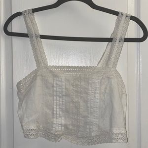 Lacey white cropped tank top